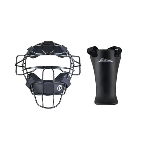TAG Adult Ultra Pro Style Catchers Umpire Mask for Baseball and Softball Black with Throat Protector