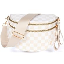 Checkered Crossbody Bags for Women Spacious Nylon Sling Bum Bag, Adjustable Fanny Pack Purse for Travel