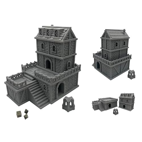Middle Ages Medieval Architectural Terrain Set for 18mm28mm Miniatures Wargame, 3D Printed and Paintable, Gift for Tabletop Hobby Enthusiasts 18mm Scale
