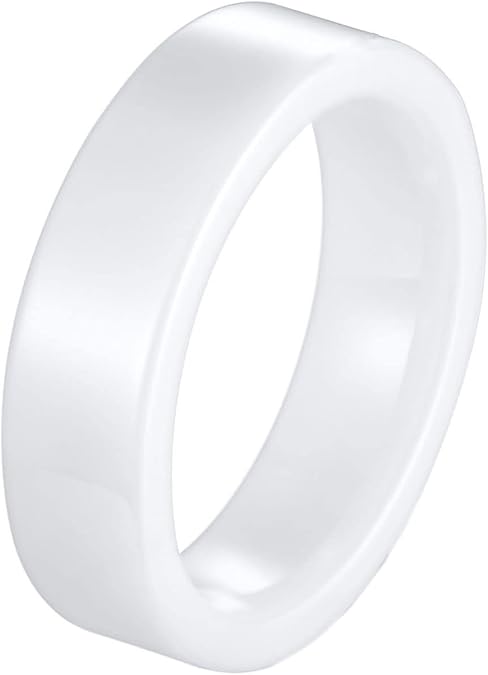 Promise Rings for Men, Ceramic 6MM Simple Band Wedding Ring, White/Black