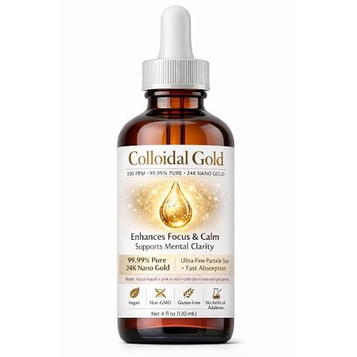 Colloidal Gold 100ppm - 99.99% Pure, 24K Gold - Boosts Immune Function, Enhances Focus and Clarity