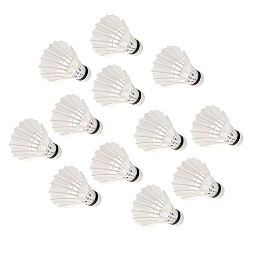 Badminton Shuttle, Set of 12, Practice Shuttle Ball, Shuttlecock, Feather, Lightweight, Durable, Stable, Competition, Training, Indoor and Outdoor Use, Beginner, Badminton Shuttle, Sports