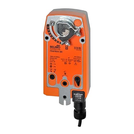 BELIMO FSAFB24-SR 180 in-LB Torque, 2-10 VDC Control Type, 24 VAC/DC, 5 MM HEX Crank Manual Override, 6 WATTS, 9.5 VA, 95 Angle of Rotation, Actuator, FIRE & Smoke Series, IP54 Protection Rating,