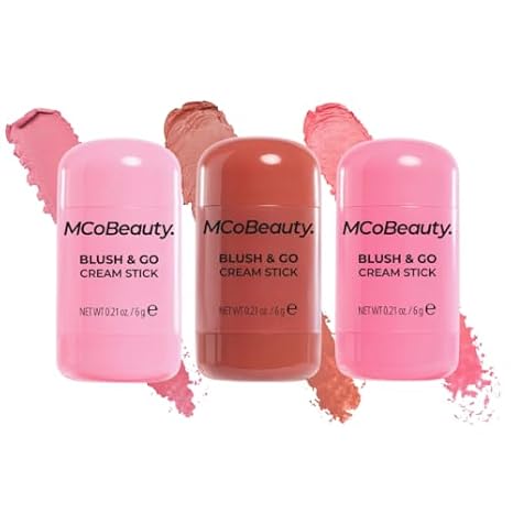 MCoBeauty Blush & Go Cream Stick Trio - Baby Pink, Terracotta & Hot Pink