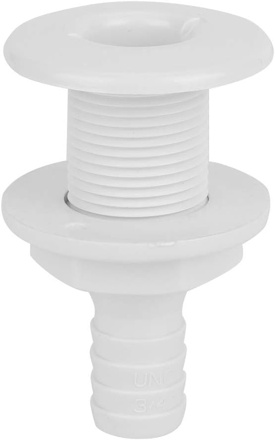 KIMISS Thru Hull Fittings, 3/4in Plastic Marine Thru Hull Exhaust Fittings Boat Drain Outlet Plug White