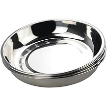 4-Pack 10 INCHES Stainless Steel Round Plate/Camping Metal Dinner Plates