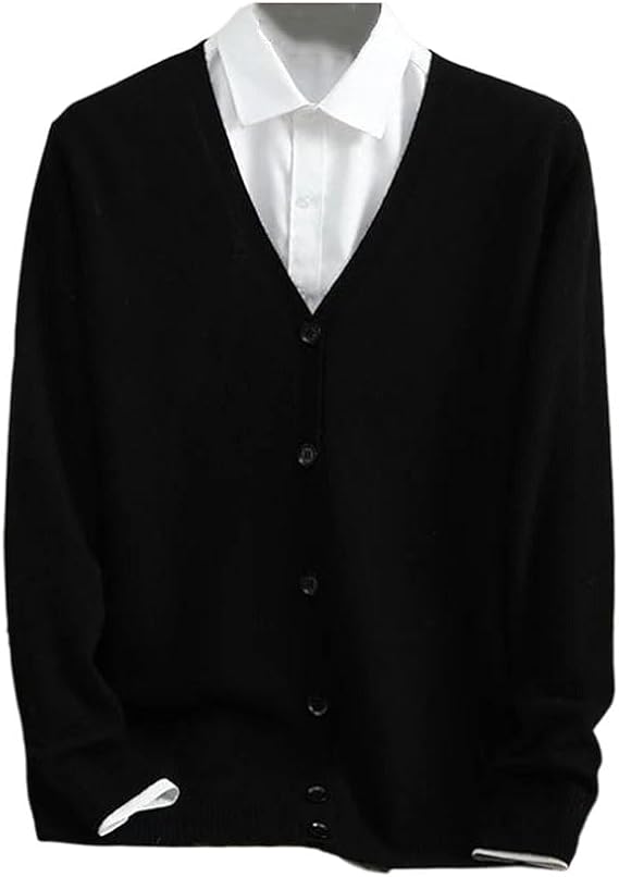 Men's 100% Cashmere Cardigan Casual V-Neck Knitted Sweater
