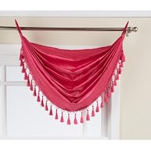 Editex Home Textiles Elaine Grommets Waterfall Valance, 36 by 37-Inch, Pink