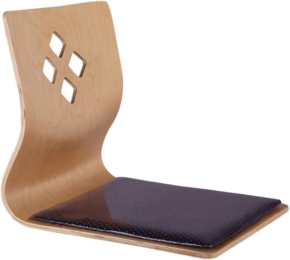 Japanese Zaisu Foldable Floor Chair Traditional Wood Floor Seating for Meditation and Relaxation