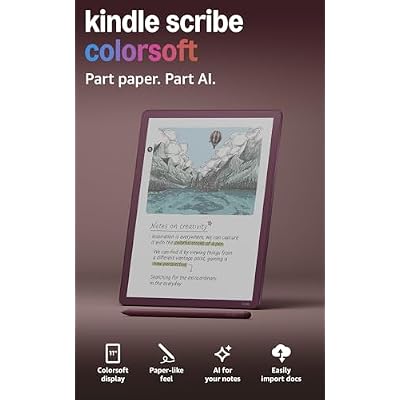 Amazon Kindle Scribe Colorsoft 64GB (newest model) 11 paper-like color display with front light One notebook to replace them all Write in notebooks, docs, and books. Pen included - Fig