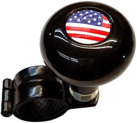 Gloss Black Aluminum Steering Wheel Spinner Suicide Brody Knob for Hot Rod Customs Car Truck SUV Tractor Trailer Big Rig Boat & More - USA American Flag Old Glory