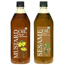 DAANA Mustard Oil and Sesame Oil: CERTIFIED USDA ORGANIC, EXTRA VIRGIN, COLD PRESSED