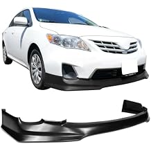 IKON MOTORSPORTS, Front Bumper Lip Compatible with 2011-2013 Toyota Corolla, TR-D Style Unpainted Black PU Polyurethane Front Lip Chin Spoiler Splitter, 2012