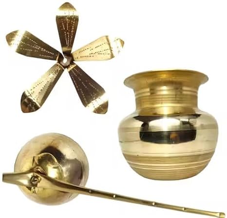 Mangal Kalash with Brass Nariyal and Brass Mango Leafs