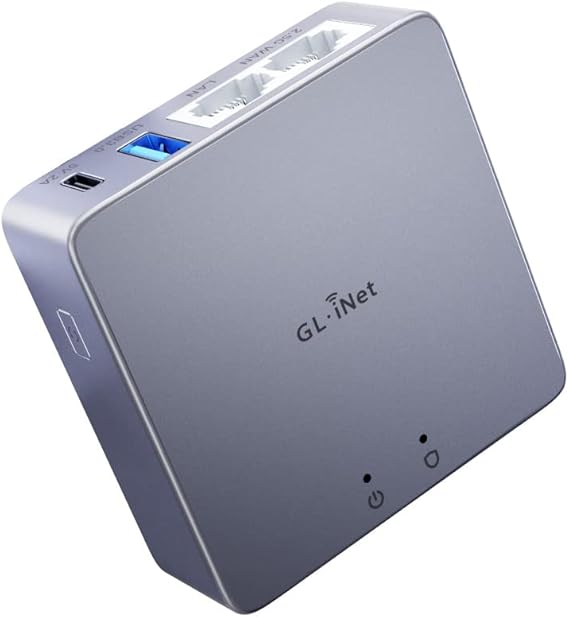 GL.iNet MT2500A Premium 2 Mini VPN Security Gateway for Home Office and Remote Work - VPN Servers & Clients for Home and Office VPN Cascade Internet Security 2.5G WAN *No Wi-Fi* Aluminum Alloy Case