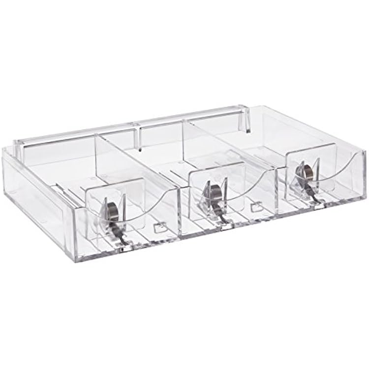 Azar Displays 225504 9.125 W x 5.8125 D x 1.5 H 3-Compartment Pusher Tray 2 Pack
