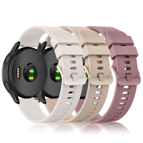 3 Pack Bands for Garmin Forerunner 55165245 Watch Band, Garmin Vivoactive 5 Vivoactive 3 Band, 20mm Soft Silicone Replacement Straps for Women Men