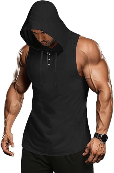 AIYINO Men's Hooded Workout Muscle Tank Top