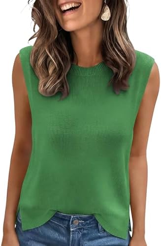 TOPYOGAS Womens Sweater Vest Knit Summer Crew Neck Lightweight Pullover Casual Tank Tops