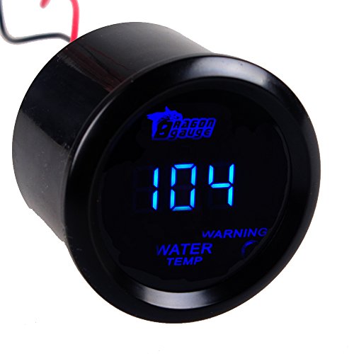 Etopars 2 52mm Black Car Auto Digital Blue LED Light Water Temp Fahrenheit F LED Gauge