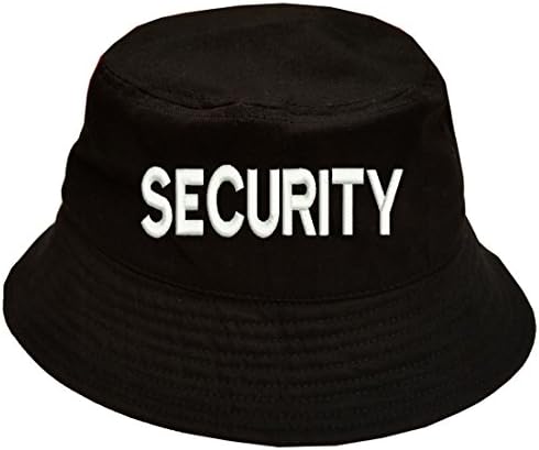 Military Security Text 100% Cotton Black Bucket Cap Hat