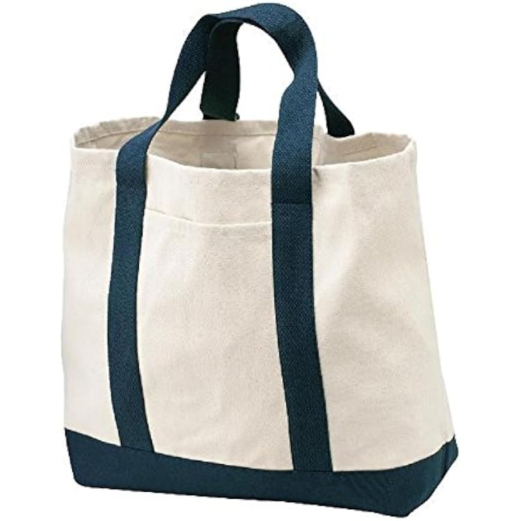 Stylish Two-Tone Reusable Grocery Shopping Tote Bags 3, NAVY