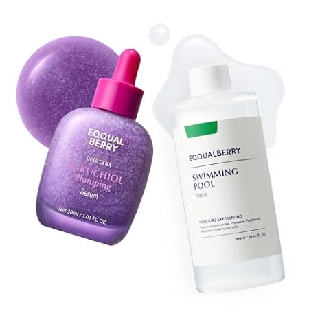 Bakuchiol Serum & Swimming Pool Toner 300ml Set Hydrating & Anti-Aging Duo for Sensitive Skin | Pore Minimizing & Wrinkle Reducing | Gentle Skincare with Natural Retinol Alternative