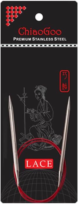 ChiaoGoo 7016-0 16-Inch Red Lace Stainless Steel Circular Knitting Needles, 0/2mm