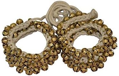 UAPAN Brass Big Ghungroo White Cotton string for Professional Dancers (Pair, 50+50_2.5 CM)
