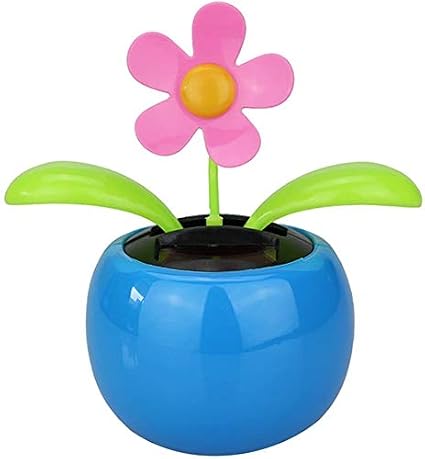 Solar Sunflower Solar Swing Dancing Flower Flip Flap Dancing Flower Apple Flower for Home Car Decoration(Blue)