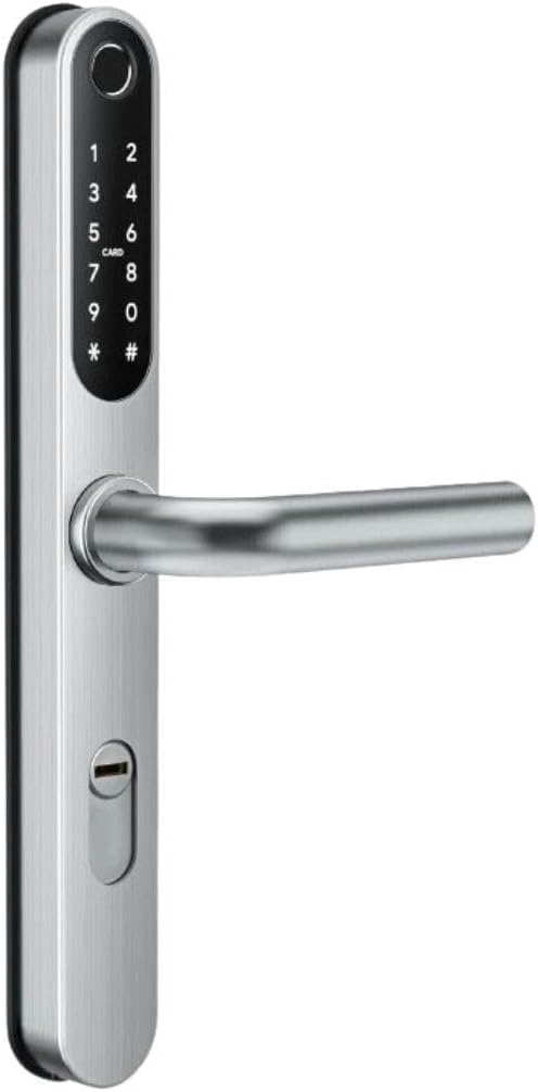 BOT Electronic Door Lock, Smart Lock Doorknob, TTlock, Bluetooth, Smart Function - Lock with Fingerprint Reader, Variable Pitch Size 72-92 mm (Silver, 72-92 mm)