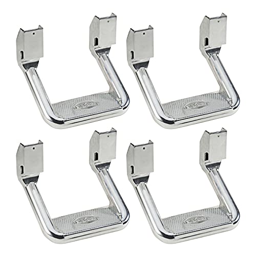 Bully AS-600-2 Polished Aluminum Universal Fit Truck Side Step Set of 4 for Trucks from Chevy Chevrolet, Ford, Toyota, GMC, Dodge RAM, Jeep