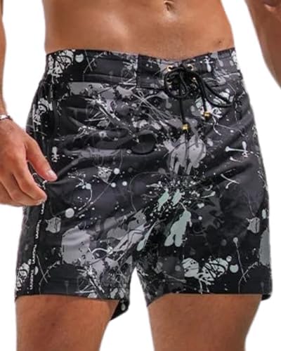 Tucann Mens Trunks 5 Compression Liner Quick Dry Zipper Pocket Chlorine Resistan 4 Way Stretch Printed Swim Shorts for Men