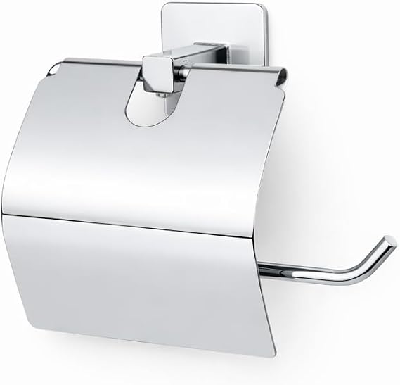 Alper Bathroom Square Chrome Adhesive Toilet Paper with Lid Wc Paper Holder Toilet Paper Hanger