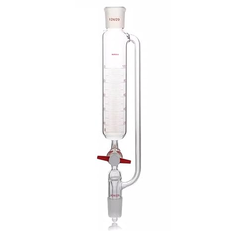 Pressure Equalizing Addition Funnel with PTFE stopcock 24/29 Joint Borosilicate Glass Graduated Dropping Funnel for Laboratory (50ML)
