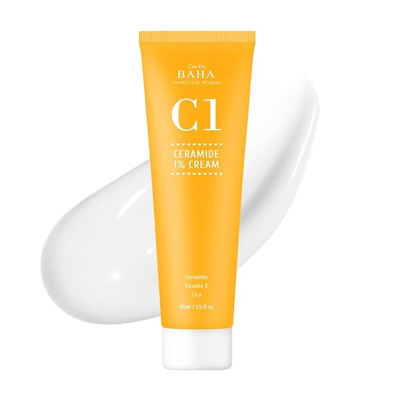 Cos De BAHA Ceramide NP 1% Gel Cream 1.5 Fl Oz Lightweight Barrier Care Face Cream with Centella, Niacinamide & Hyaluronic Acid, Normal & Dry Skin (45 ml)
