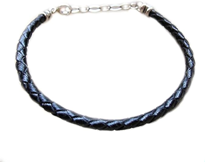 Men's Modern Bracelet - Braided Leather Bracelet - Adjustable Black Wristband - Unisex Accessory