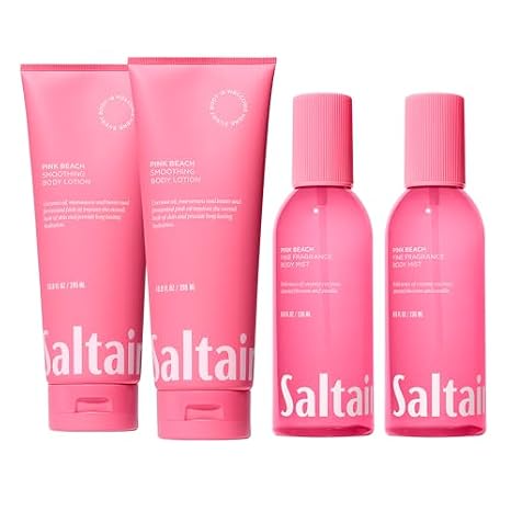 Saltair Body Care Set | Body Lotion + Body Mist | Pink Beach, 2 Pack