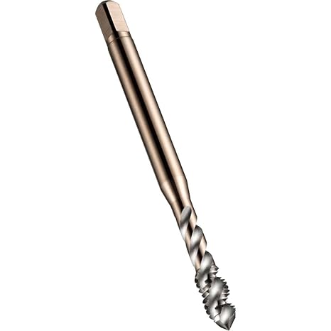 Dormer E002 Powdered Metal Spiral Flute Threading Tap, Gold Oxide Finish, Round Shank with Square End, Modified Bottoming Chamfer, M3-0.50 Thread Size