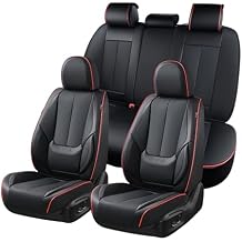 Coverado Car Seat Covers Full Set, Seat Covers for Cars, Black Car Seat Protector Waterproof, Nappa Leather Car Seat Cushion, Car Seat Covers Front Seats and Back Fit for Most Cars
