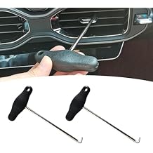 2 PCS Car Air Vent Panel Trim Removal Tools, 3.2" x 6.1" Instrument Cluster Removal Pulling Hooks Tool, Air Outlet Dashboard Removing Tool, Compatible with Volkswagen, Audi (Black)