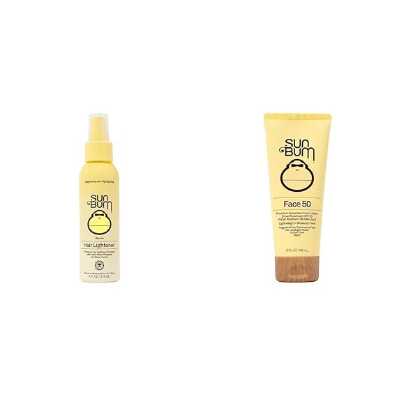 Sun Bum Blonde Formula Hair Lightener Spray, Sunscreen Face Lotion SPF 50, Vitamin E, Vegan, Reef Safe, Moisturizing, 4 oz, 3 oz