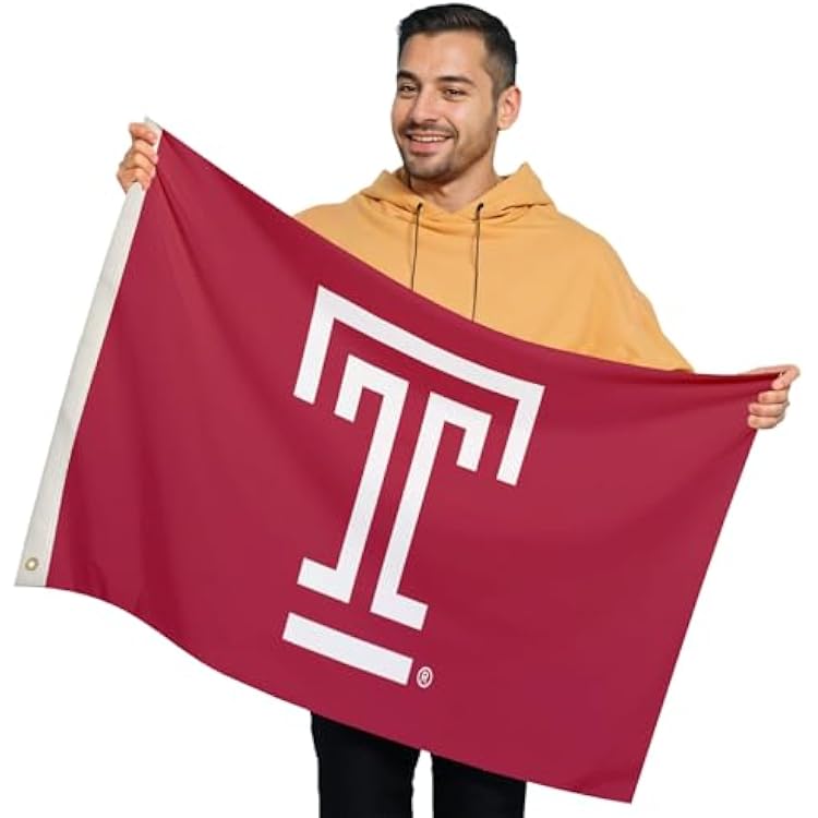 Temple Owls College Sports Printed Flag - NCAA Licensed - Nylon - School Banner Red, White, Black 2 x 3