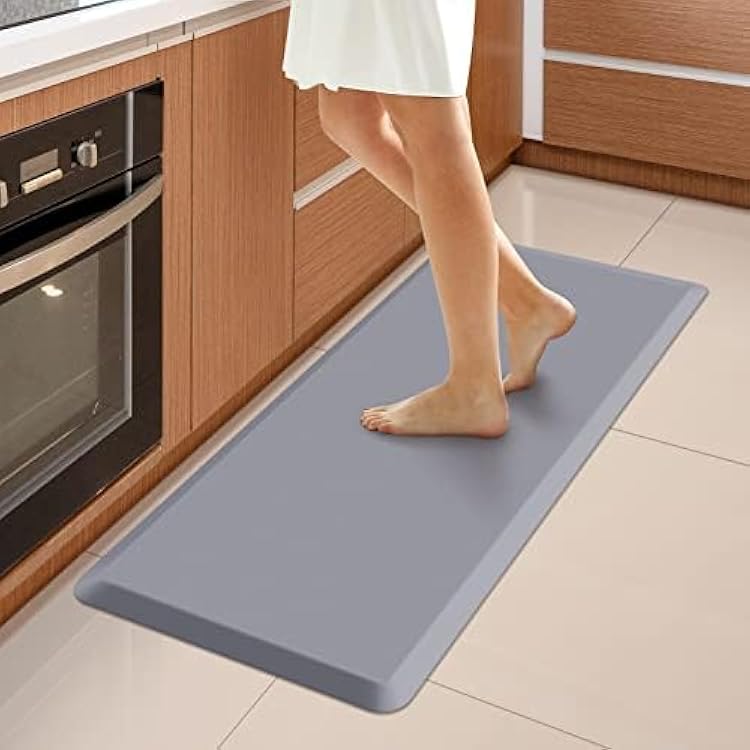 WISELIFE Anti Fatigue Kitchen Mat - 45 Inch Kitchen Mat Non Slip Waterproof Heavy Duty Ergonomic Comfort Mat Durable for Home, Office, Sink, Laundry,17.3x39, Grey