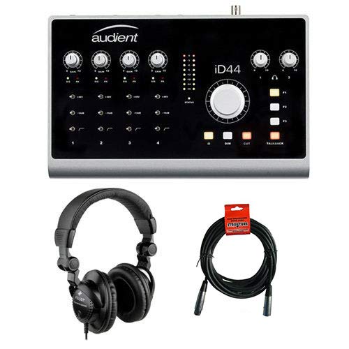 Audient iD44-20-Input24-Output High-Performance ADDA Interface & Monitoring System with HPC-A30 Studio Monitor Headphones and XLR-XLR Cable