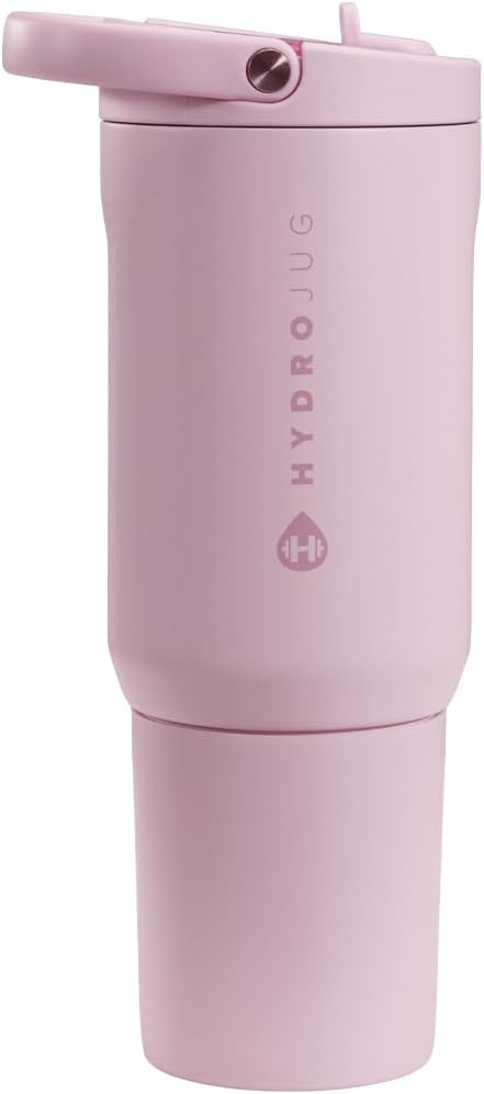 HydroJug Sport - Stainless Steel Tumbler with Straw, Vacuum Insulated, 20oz Leakproof Water Bottle, Ergonomic Design, Reusable, Dishwasher Safe, Rubber Base, Durable for Gym or Outdoors, Sweet Pea