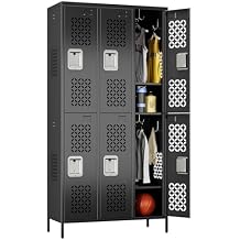 Aobabo Metal Locker for Employees, 6 Doors Metal Locker Cabinet with Lock, Industrial Storage with 18 Hooks, Storage for Office, Gym, Dormitory, Assembly Required, Dark Grey