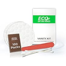 ECO amenities Cotton Rounds Travel Set - Individually Wrapped Cotton Swabs - Disposable Nail File Kit - Bulk Hotel Vanity Kit - 500-Piece Set, White