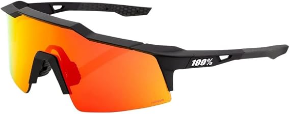 100% Speedcraft SL Sport Performance Sunglasses - Sport and Cycling Eyewear - Soft Tact Black - HiPER Red Multilayer Mirror Lens
