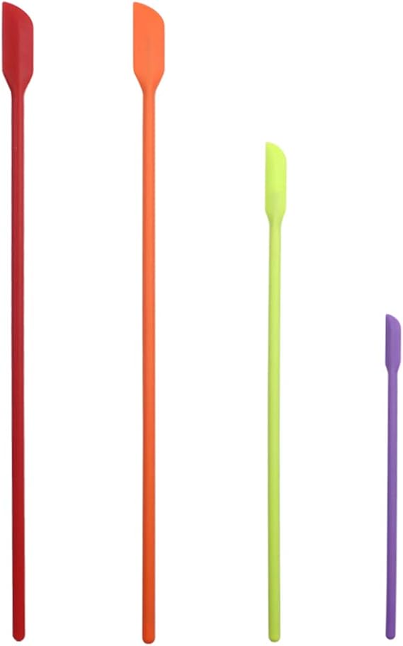 Mini Spatula Silicone Small for Makeup Spatula- Thin Jar ,for Thin Jar/Kitchen Bottles/Cosmetic Bottles 4Pack (Multicolor)